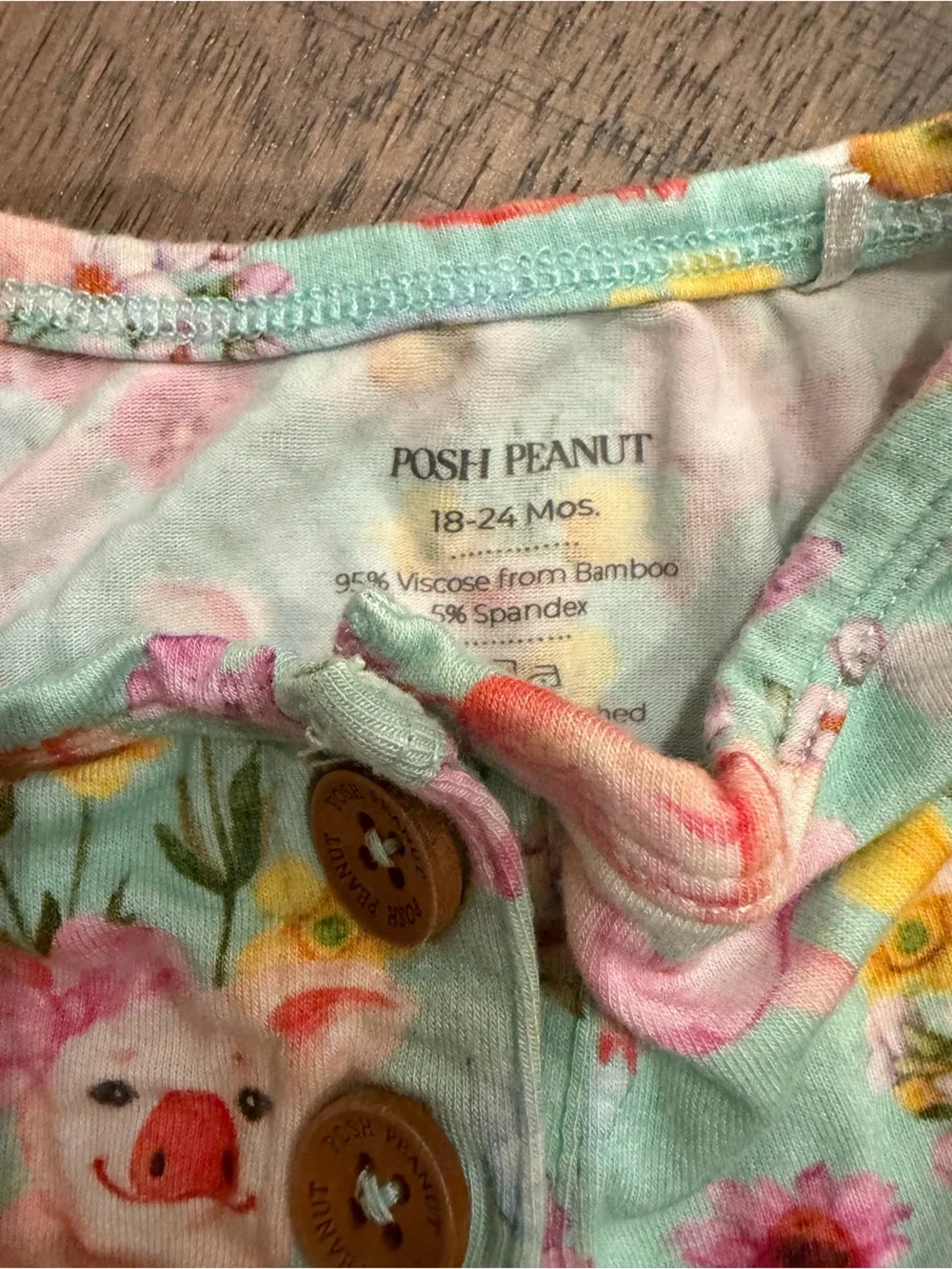 Posh Peanut Mint Green Floral & Pig Ruffle Dress